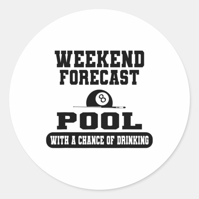 Pegatina Redonda Billiards Weekend Forecast Billiard Pool Jugadores (Anverso)