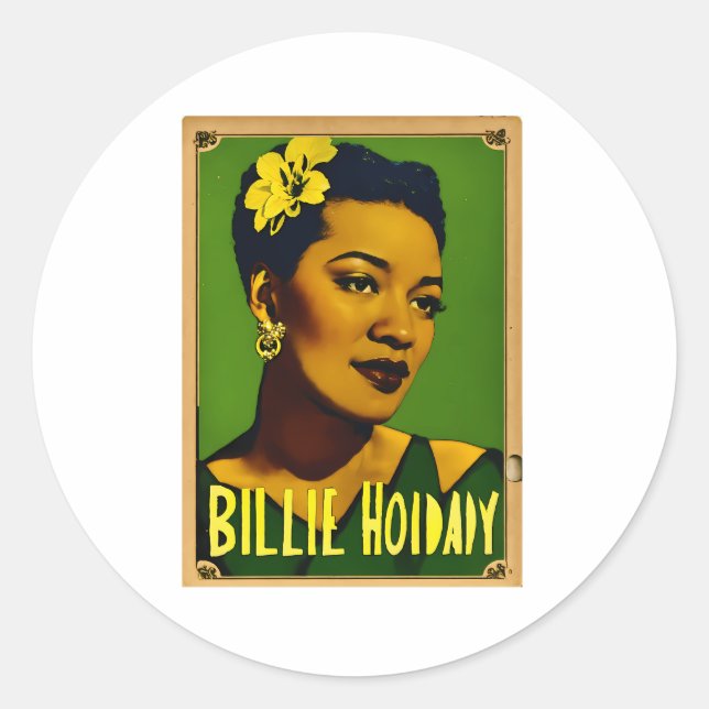 Pegatina Redonda Billie Holiday (Anverso)