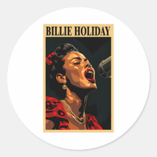 Pegatina Redonda Billie Holiday