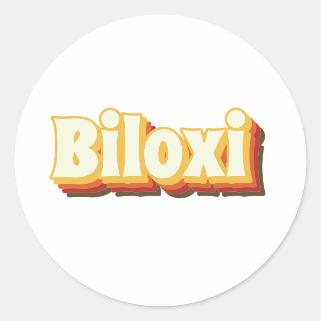 Pegatina Redonda Biloxi Retro Vintage Textos (Anverso)