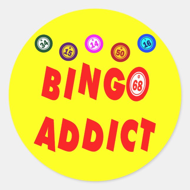 PEGATINA REDONDA BINGO ADDICT (Anverso)