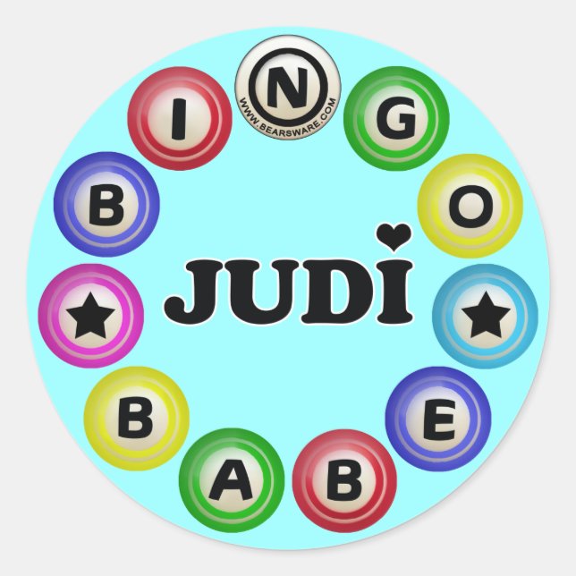 Pegatina Redonda Bingo Babe Judi (Anverso)