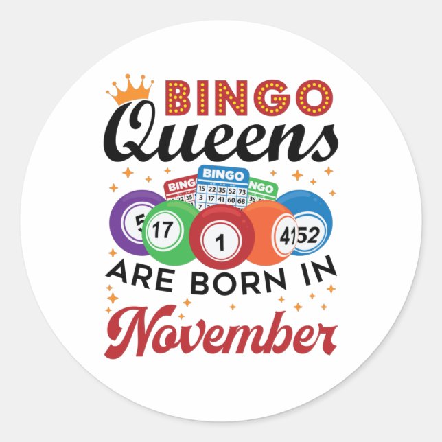 Pegatina Redonda Bingo Birthday Women noviembre (Anverso)