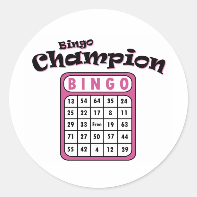 Pegatina Redonda Bingo Champion (Anverso)