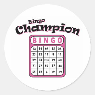 Pegatina Redonda Bingo Champion