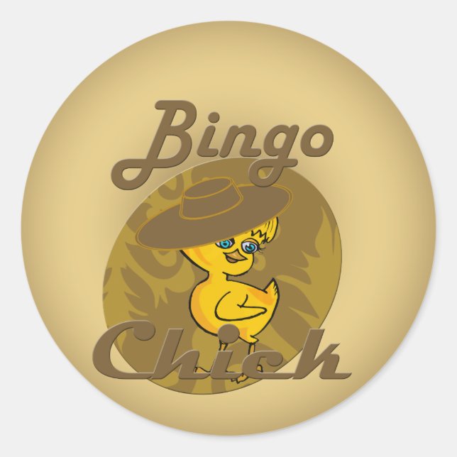 Pegatina Redonda Bingo Chick #6 (Anverso)