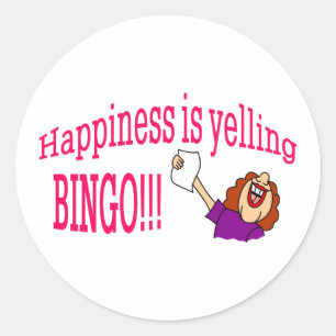 Pegatina Redonda Bingo de felicidad