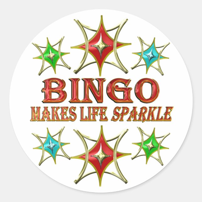 PEGATINA REDONDA BINGO FANCY STARS (Anverso)