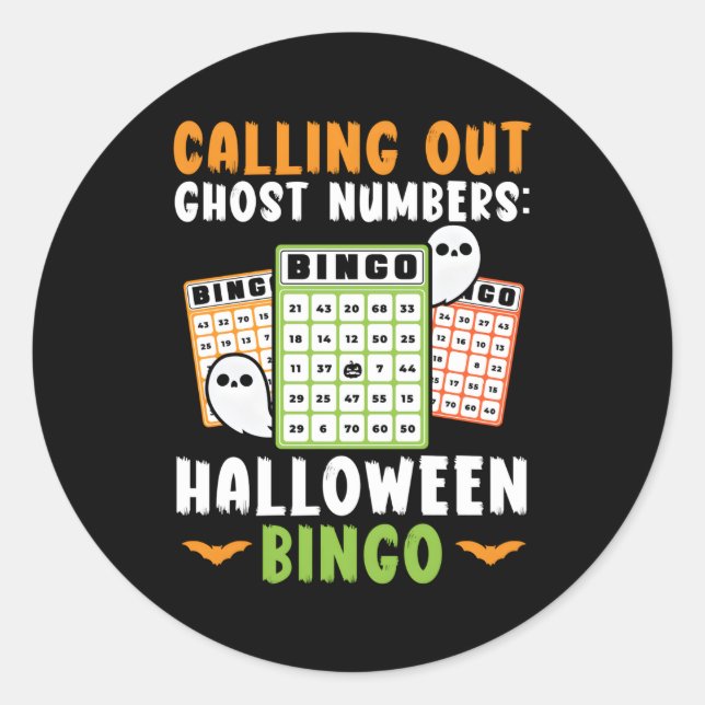 Pegatina Redonda Bingo Halloween Trick O Trate Bingo Player Bingo (Anverso)