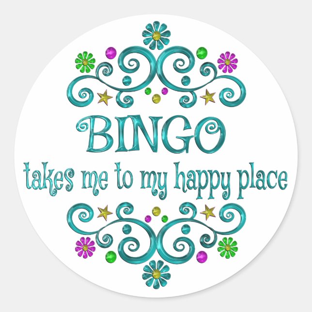 Pegatina Redonda Bingo Happy Place (Anverso)