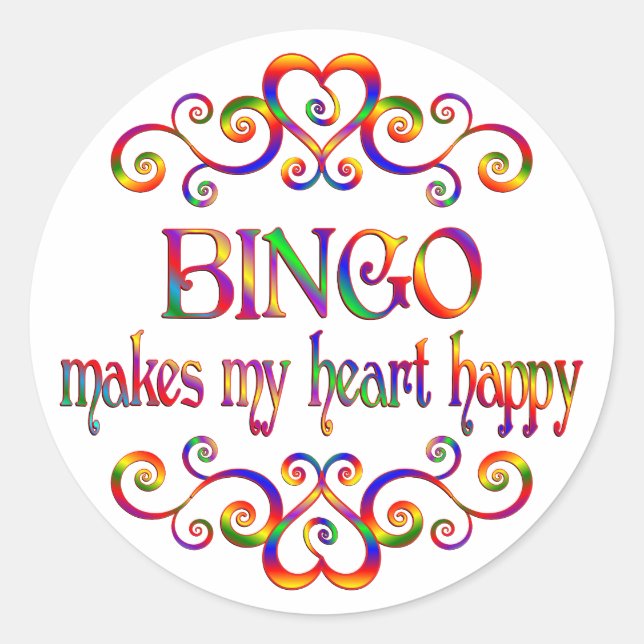 Pegatina Redonda Bingo Heart Happy (Anverso)