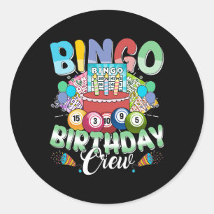 Pegatina Redonda Bingo Jugador de Bingo Jugador de Cumpleaños Navid