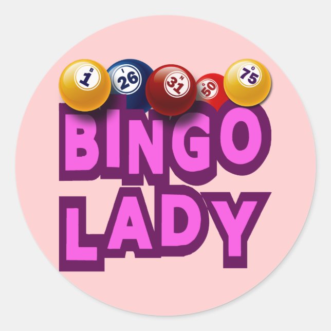 PEGATINA REDONDA BINGO LADY (Anverso)