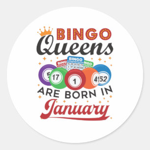 Pegatina Redonda Bingo Queens nace en enero cumpleaños