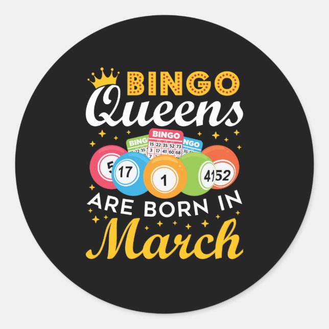 Pegatina Redonda Bingo Queens nace en marzo (Anverso)