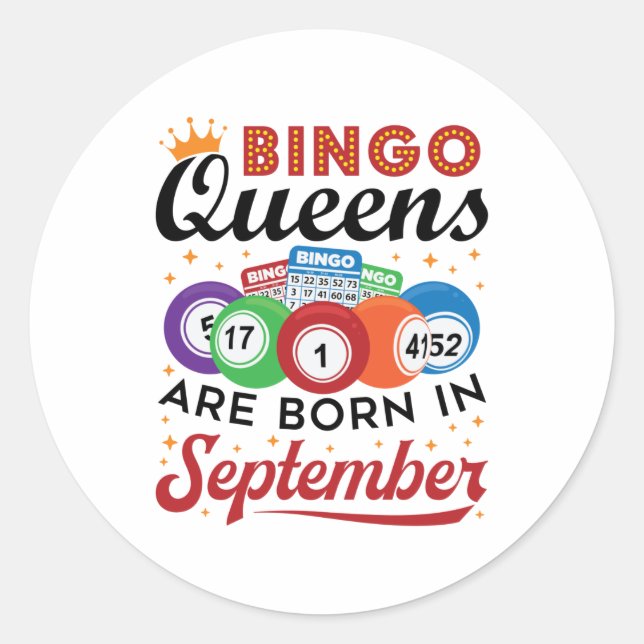 Pegatina Redonda Bingo Queens nace en septiembre (Anverso)
