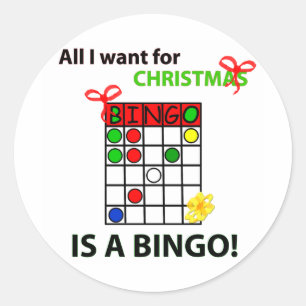 Pegatina Redonda BINGO Quiero un bingo para Navidades