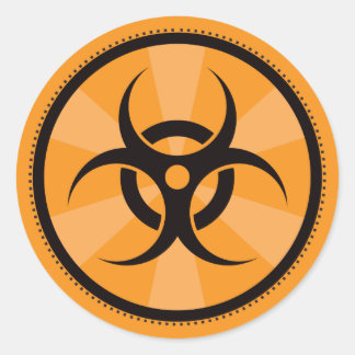 Pegatina Redonda Bio-Hazard - Naranja