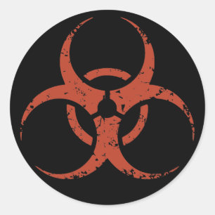 Pegatina Redonda Biohazard -dist-red