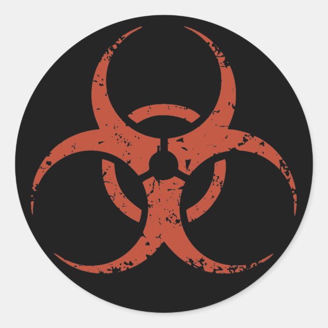 Pegatina Redonda Biohazard -dist-red (Anverso)