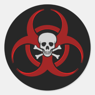 Pegatina Redonda Biohazard Skull