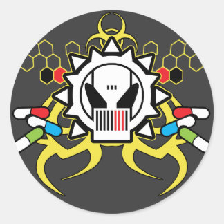 Pegatina Redonda Biohazard Tech Skull