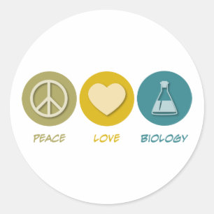 Pegatina Redonda Biología de amor por la paz