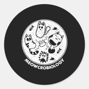 Pegatina Redonda Biología del Meowcro del Gato Científico