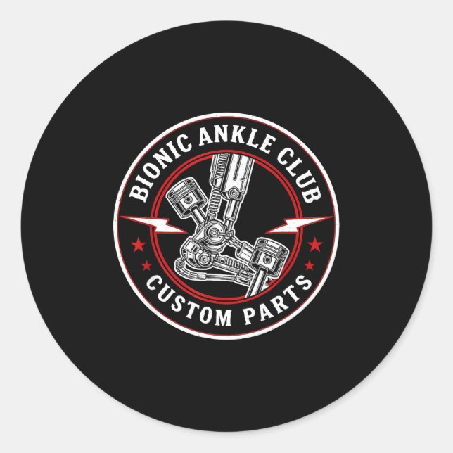 Pegatina Redonda Bionic Ankle Replacement Recovery Bionic Ankle Sur (Anverso)