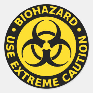Pegatina Redonda Bioriesgo - Usar precaución extrema