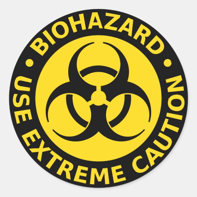 Pegatina Redonda Bioriesgo - Usar precaución extrema (Anverso)