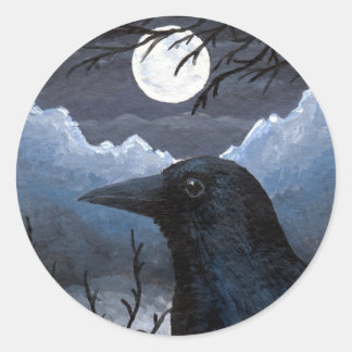 Pegatina Redonda Bird 58 Crow Raven