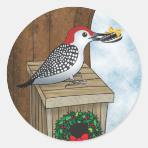 Pegatina Redonda Bird House Holiday
