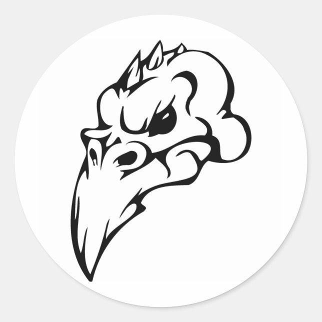 Pegatina Redonda Bird Skull (Anverso)