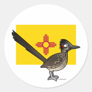Pegatina Redonda Birdorable estado de Nuevo México: Roadrunner