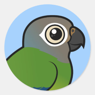 Pegatina Redonda Birdorable Oscuro-dirigió Conure