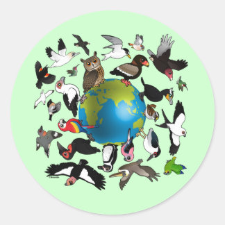 Pegatina Redonda Birdorables alrededor del mundo