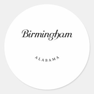 Pegatina Redonda Birmingham Alabama Black Font