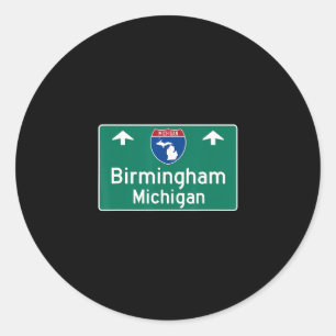 Pegatina Redonda Birmingham Michigan Autopista Interestatal Vacació