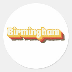 Pegatina Redonda Birmingham Retro Vintage Textos