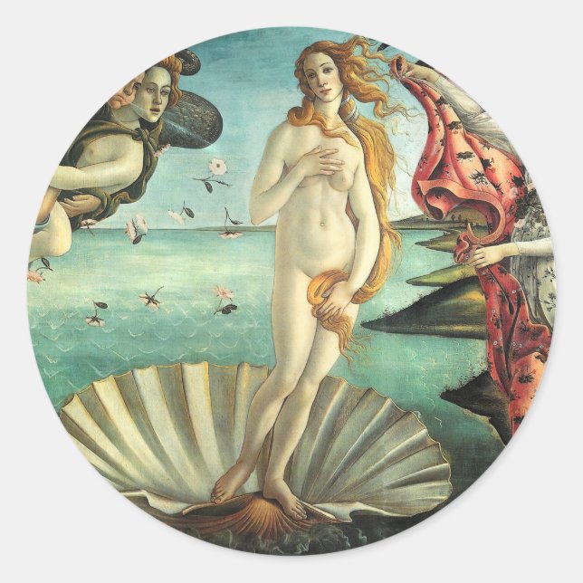 Pegatina Redonda Birth Venus Botticelli (Anverso)