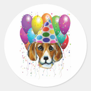PEGATINA REDONDA BIRTHDAY BEAGLE