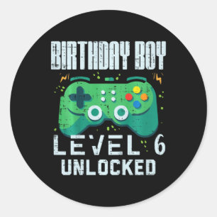 Pegatina Redonda Birthday Boy Level 6 Desbloqueada Controlador de j