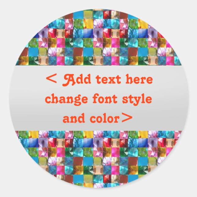 Pegatina Redonda BIRTHDAY GEMS JEWELS PEARLS marcos de borde (Anverso)