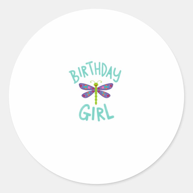 Pegatina Redonda Birthday girl shirt Dragonfly birthday party tee s (Anverso)