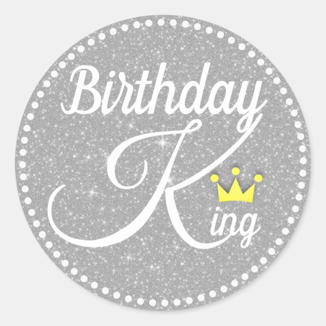 Pegatina Redonda Birthday King (Anverso)