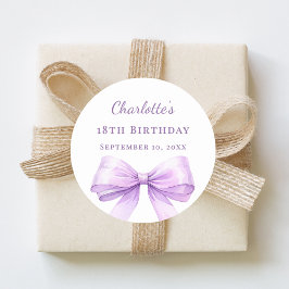 Pegatina Redonda Birthday lavender bow