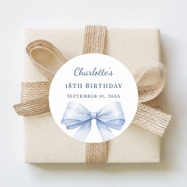 Pegatina Redonda Birthday light blue bow