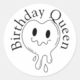 Pegatina Redonda Birthday Queen