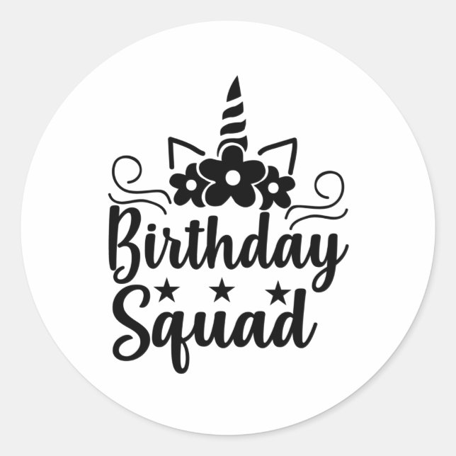 Pegatina Redonda Birthday squad (Anverso)